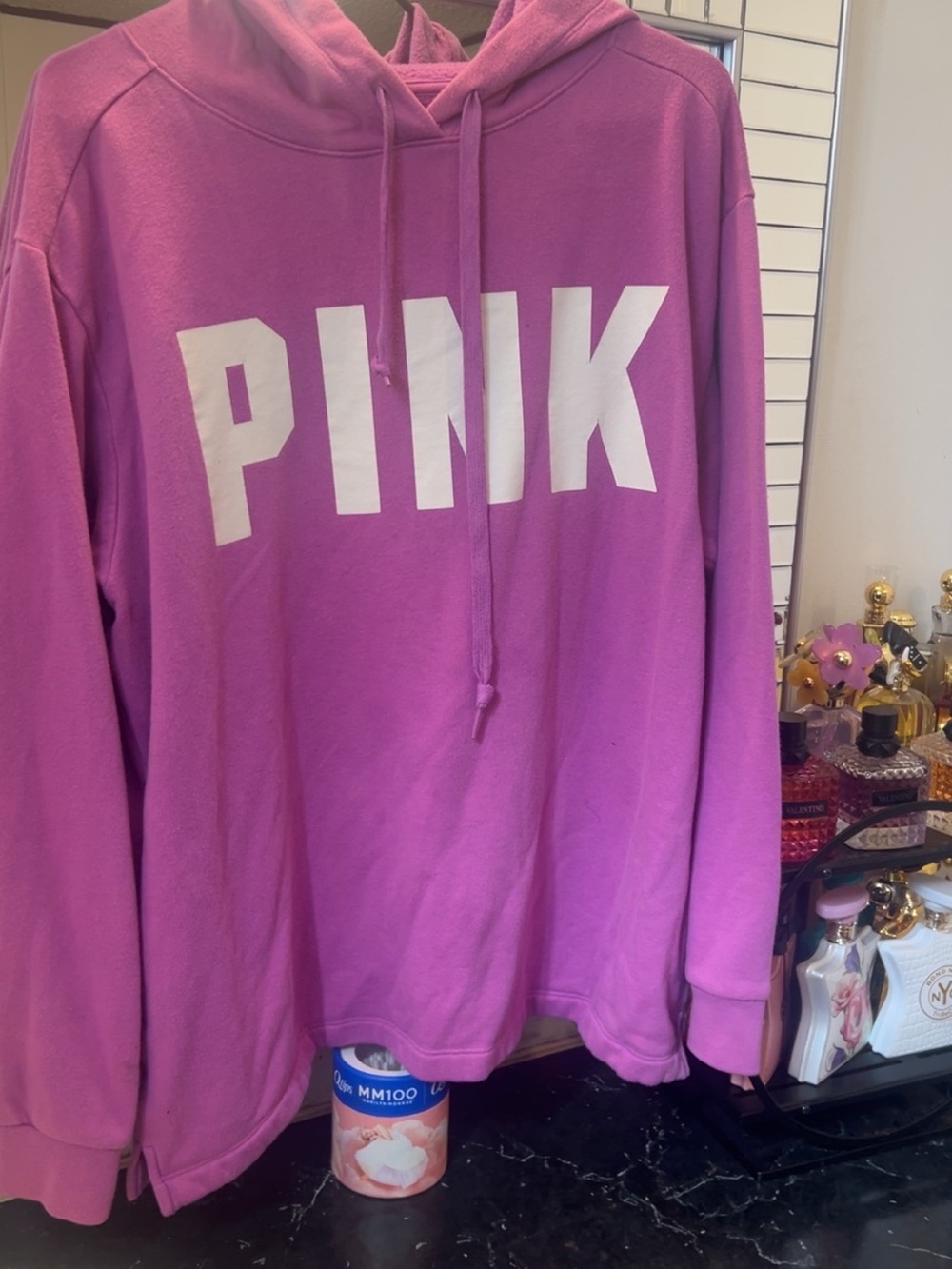 PINK Victoria's Secret Oversized Crew Neck Sweatshirt in Bright Pink